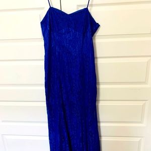 Beautiful Royal Blue Floor length Satin and Lace